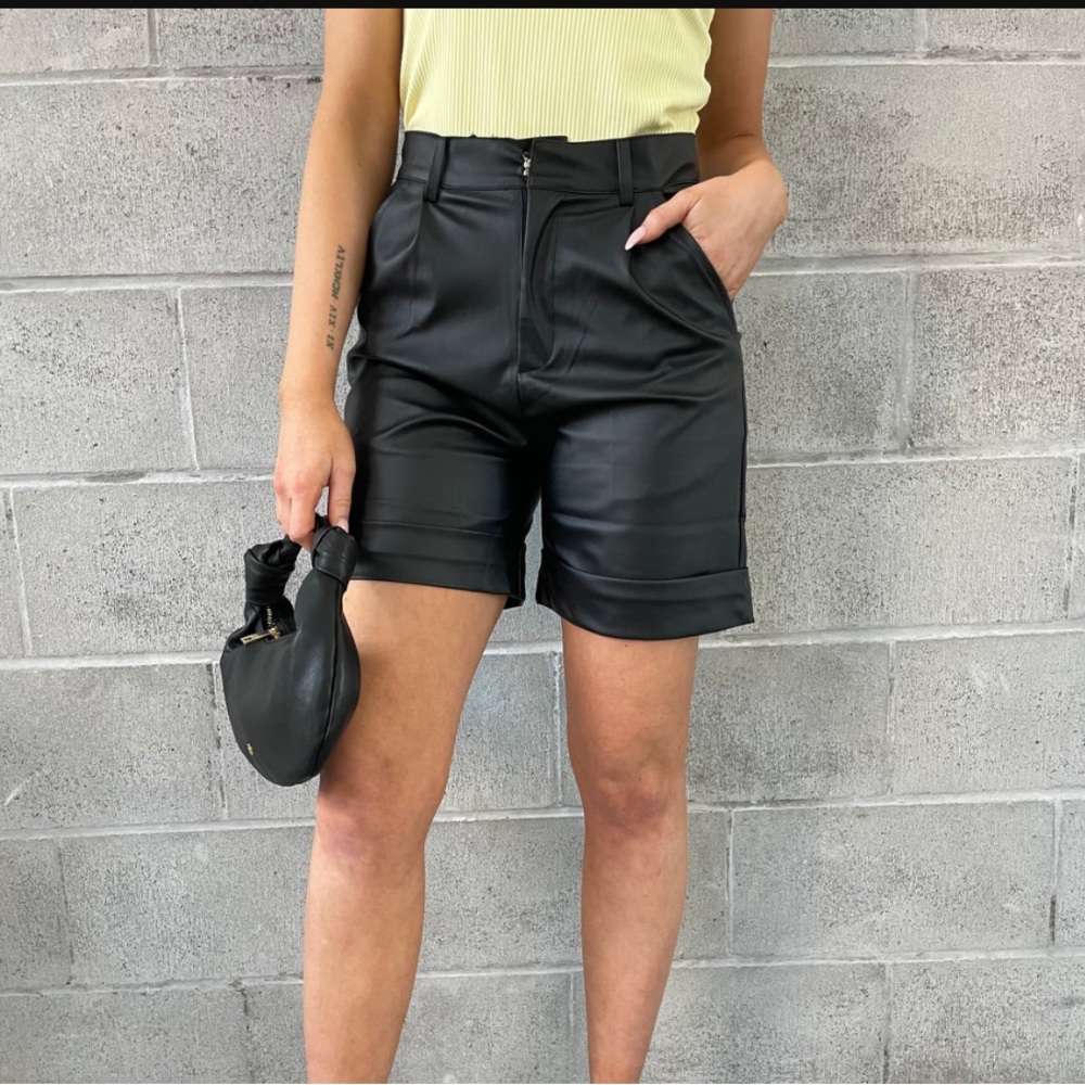Faux leather shorts